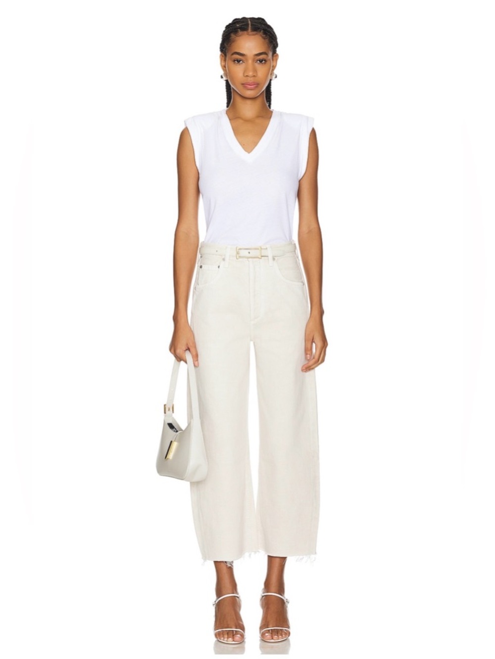 Citizens of Humanity Ayla Undone Hem Crop Jeans in Almondette